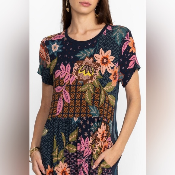 JOHNNY WAS DELFINO TIERED CAP SLEEVE MAXI DRESS Sz PXL - Picture 9 of 11